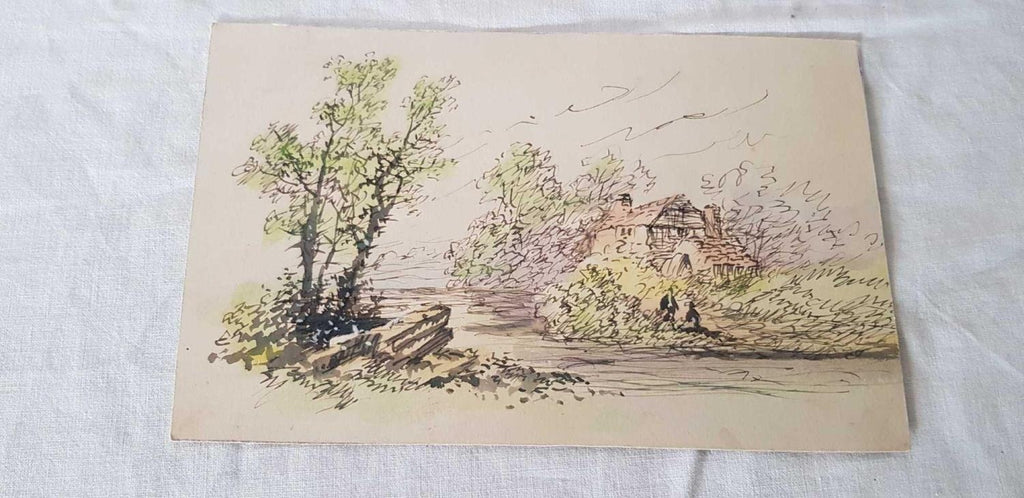 William Stone. Malvern, Worcestershire, "Cottage Garden" – pen and watercolour (circa 1870)