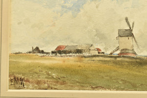 Edmund Morrison Wimperis, watercolour – Landscape With WindMill and Farm