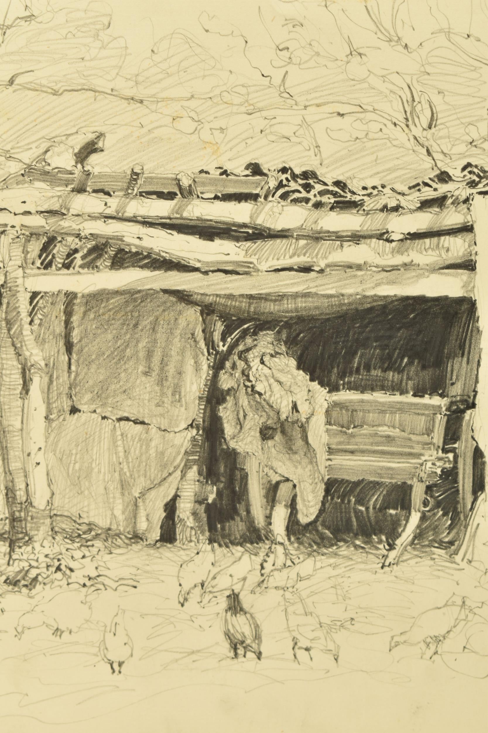 Reginald Brown, pencil on paper – Cart Shed, Norfolk