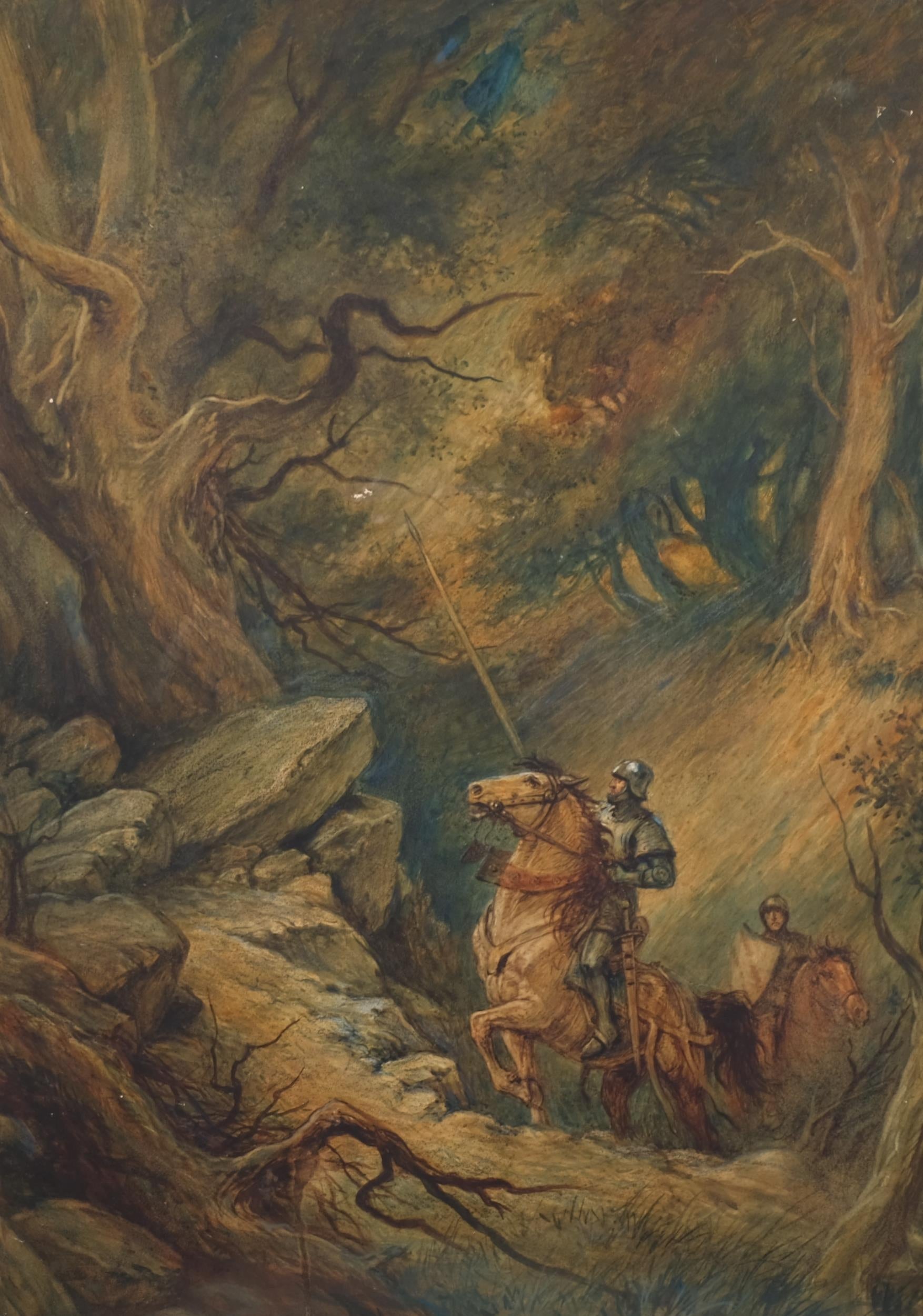 Rare and Internationally Important 19th Century Watercolour: Knights of Offa's Dyke