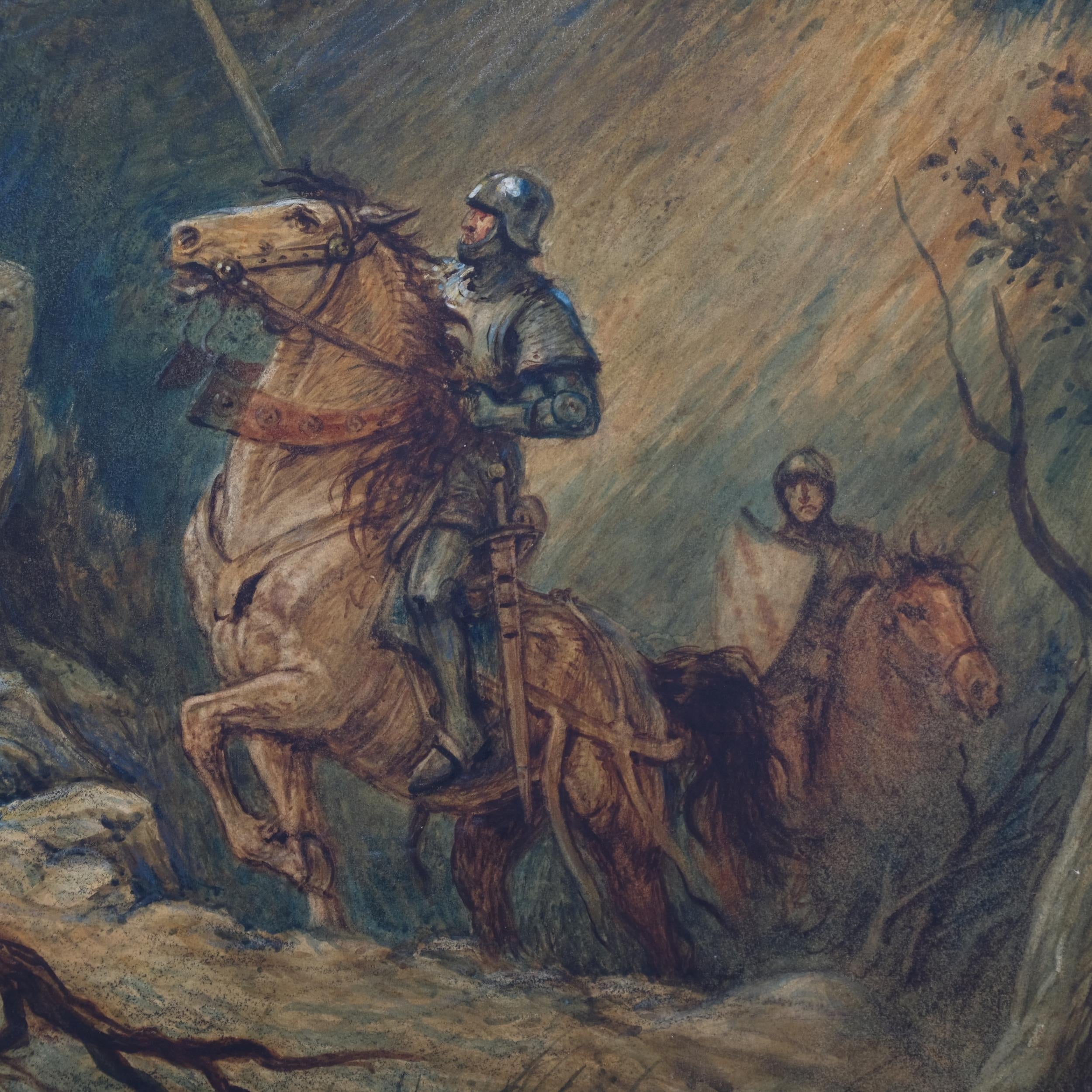 Rare and Internationally Important 19th Century Watercolour: Knights of Offa's Dyke