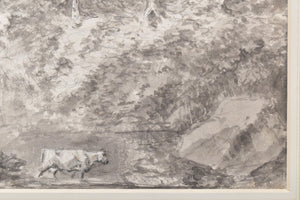 Thomas Barker – 19th century, English School Landscape, man crosses bridge