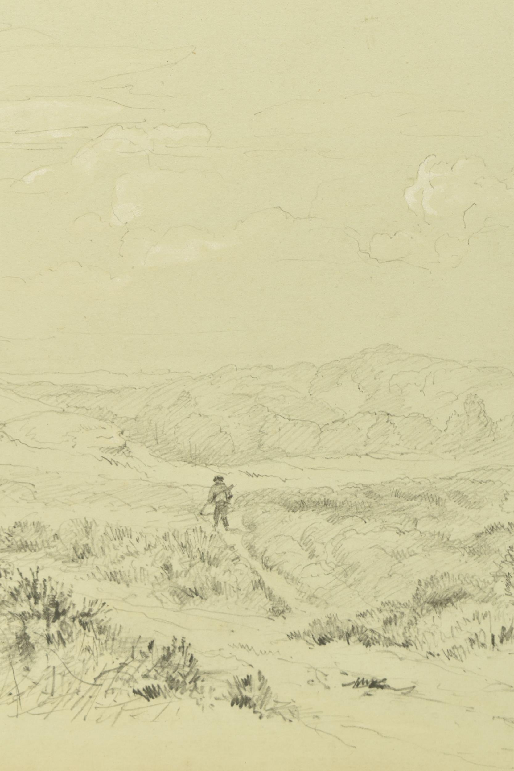 RARE: George Wallis sketch – Farmer Cutting Heather with Scythe, Cannock Chase, Staffordshire (1882)
