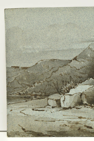 James Edward Gordon, ink wash on paper – study of rocks, Isle of Wight