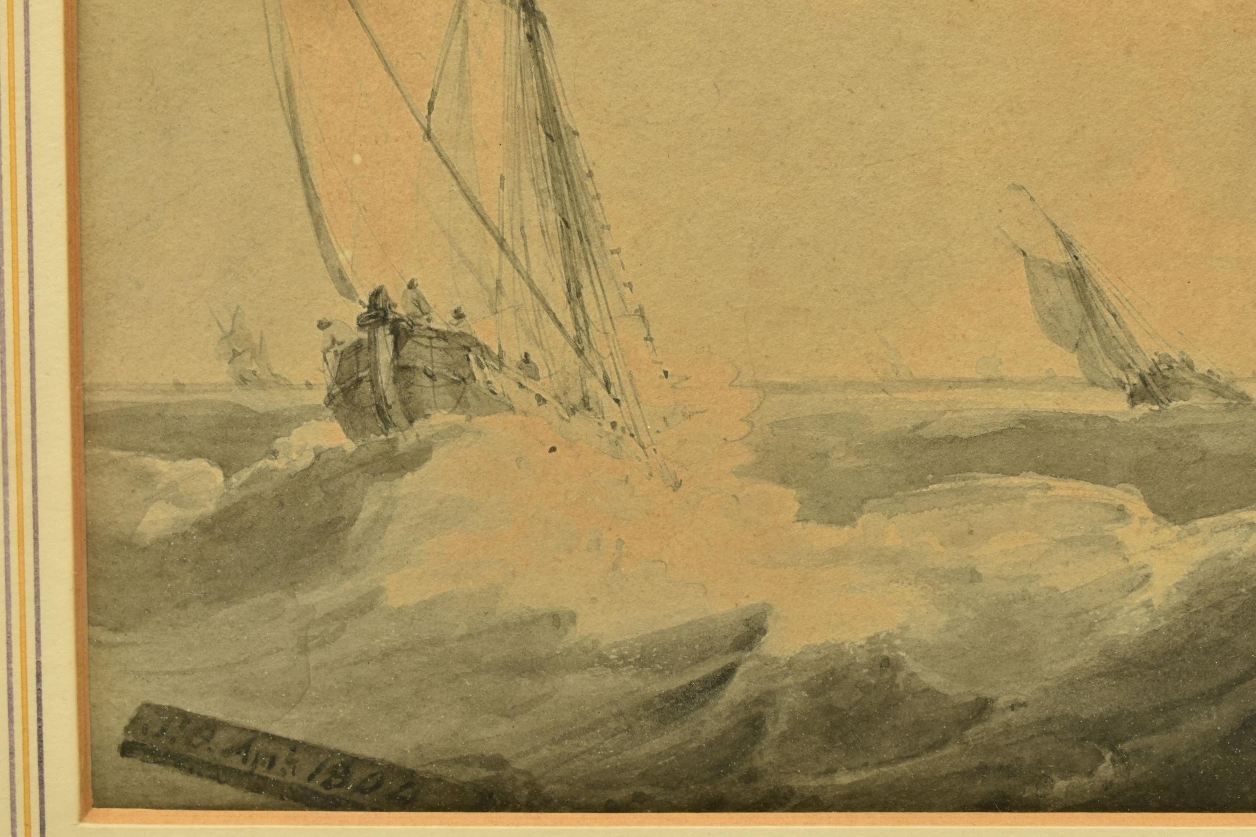 Samuel Owen, Maritime Scene Shipping in Rough Seas – 1804 watercolour and ink