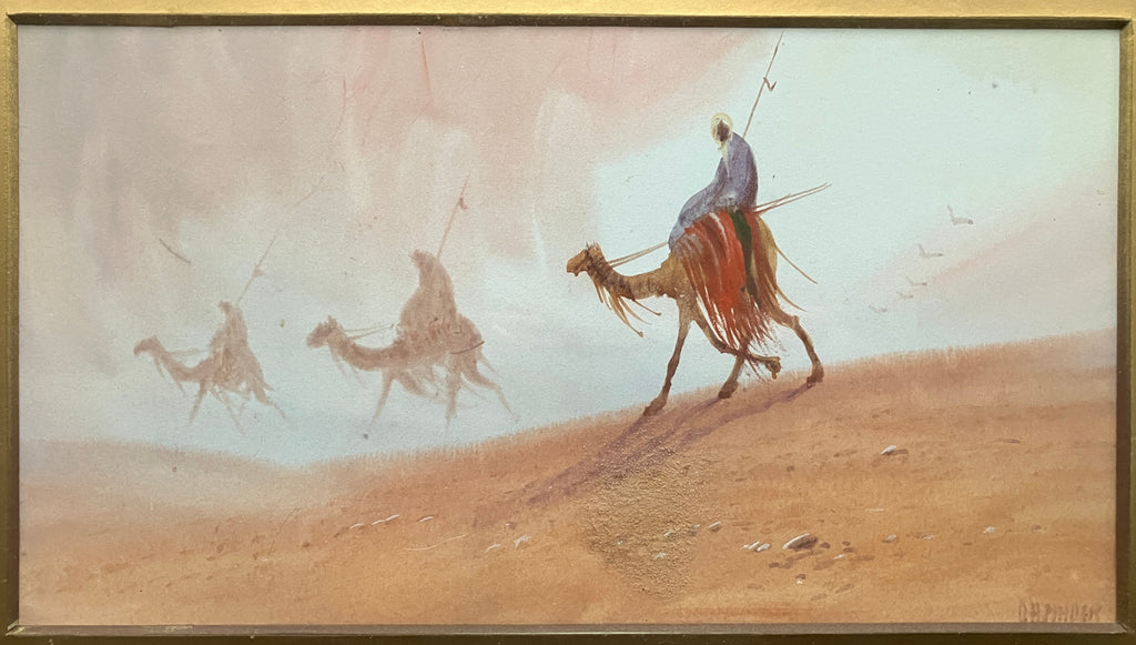 Bedouins, Suez Desert, Egypt, (1919).  Douglas Houzen Pinder watercolour