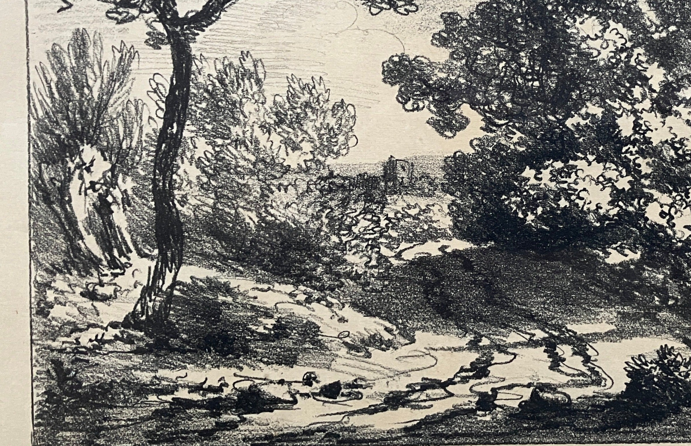 After Thomas Gainsborough RA (1803) – antique John Laporte etching of a Landscape with Trees